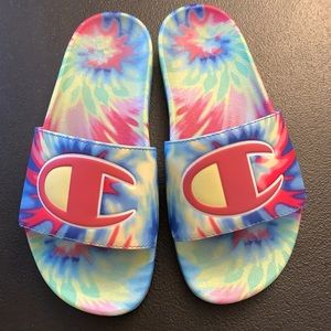 LIKE NEW Champion Tie Dye Slides Sandals